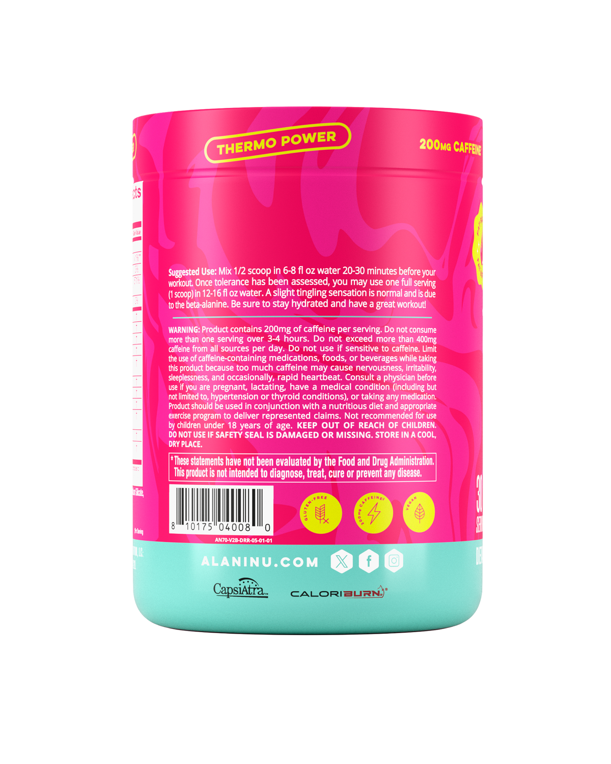 Alani Nu Pre-Workout+ Burn - Dragon Fruit Rush V8 - image 3