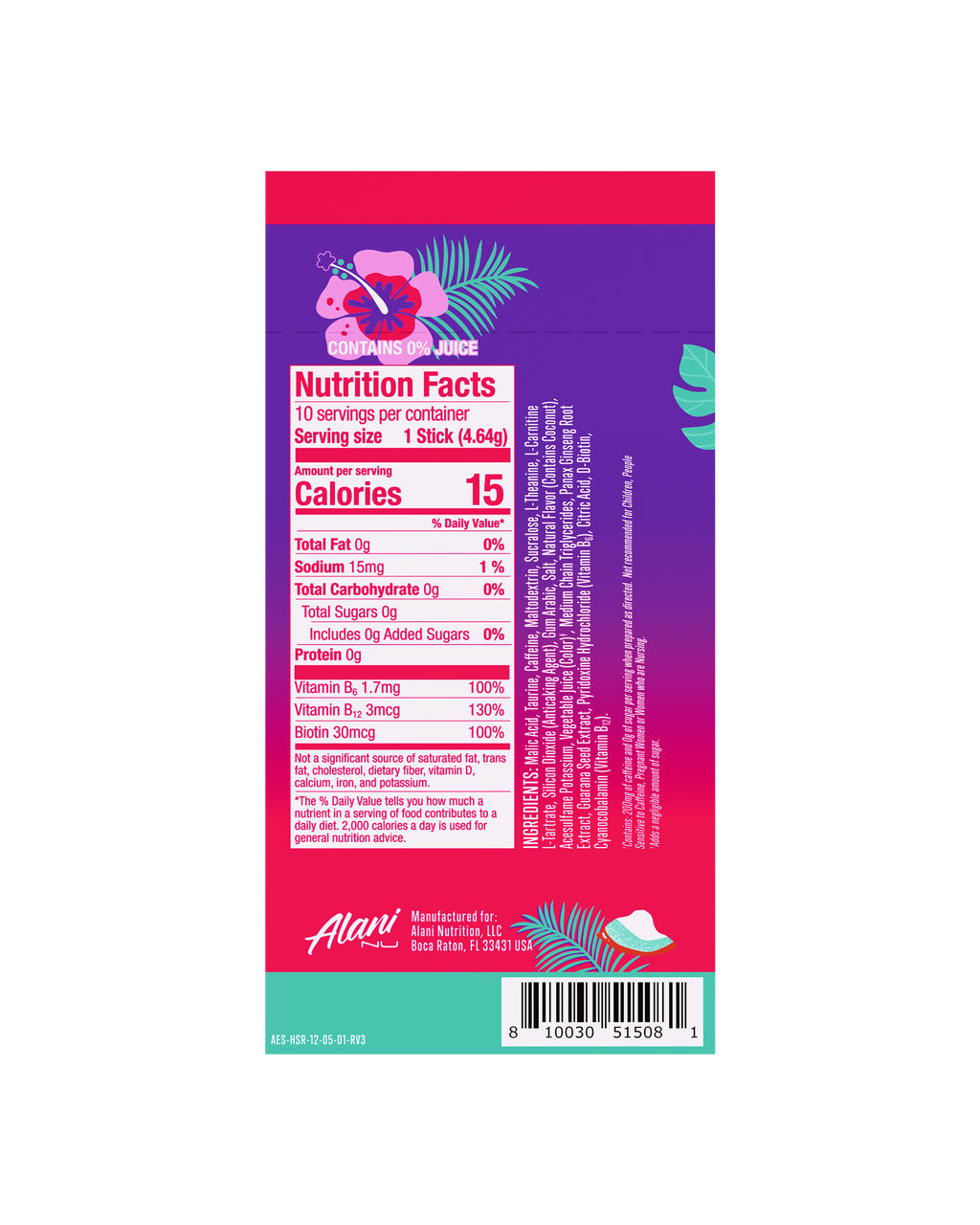 Alani Nu Energy Sticks - Hawaiian Shaved Ice J7 - image 3